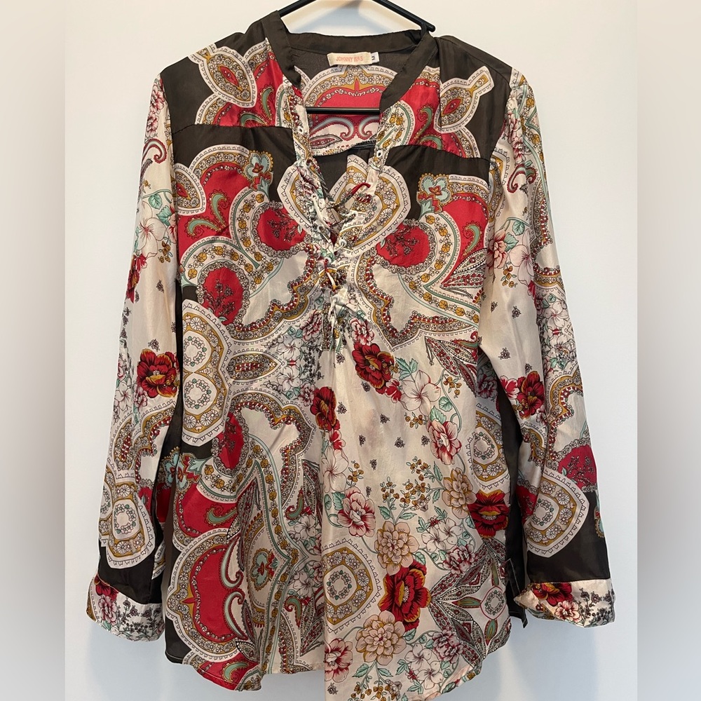 Johnny Was Silk Shirt, Medium